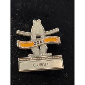 2015 Houston Livestock Show and Rodeo Guest Pin HLSR Silver Orange Souvenir